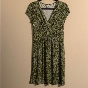 Boden green leopard print dress size 10